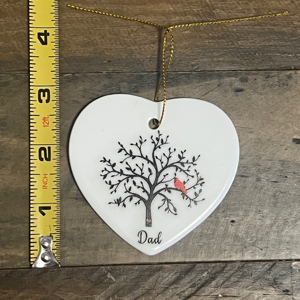 Heart-Shaped Ornament with Cardinal Dad - Picture 3 of 3
